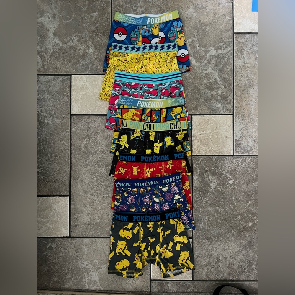 Pokemon Kids Size 8 boxer briefs. 8 pairs